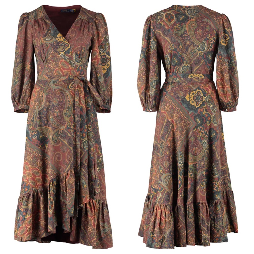 NEW Polo Ralph Lauren paisley printed wrap dress